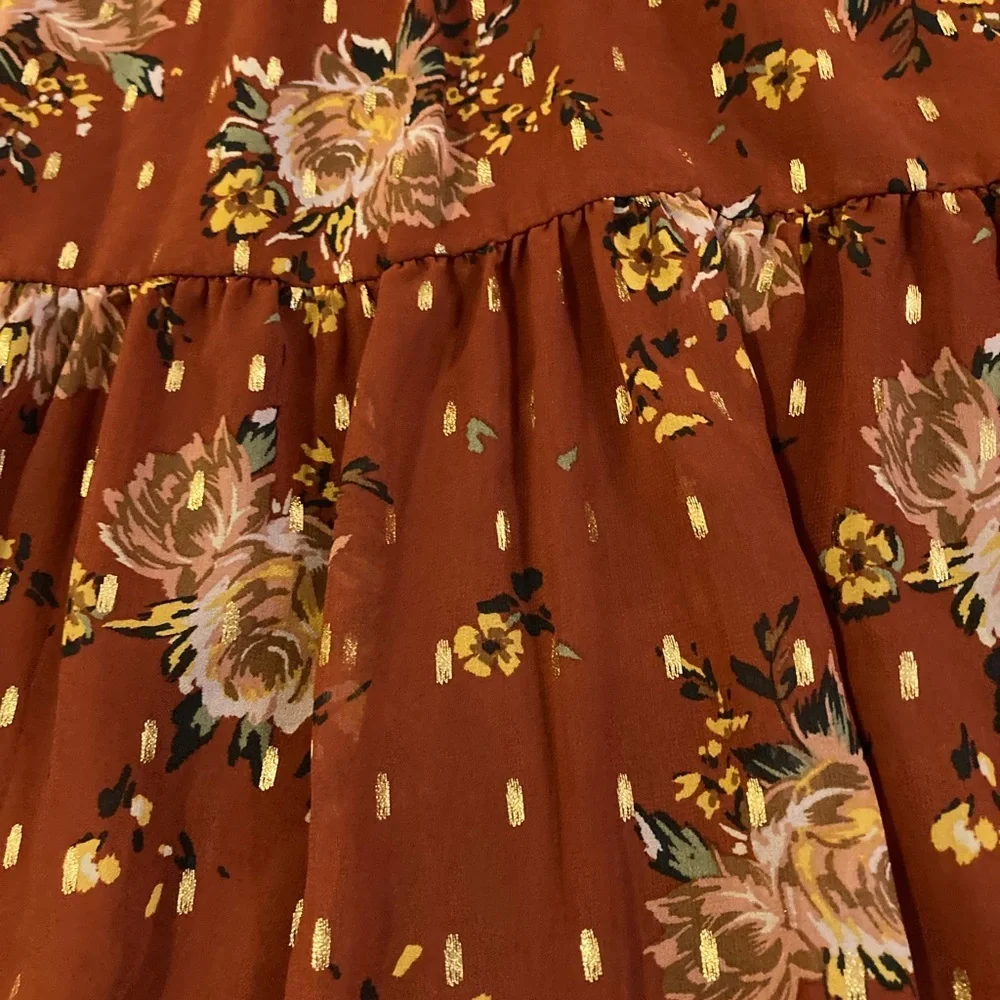 Luxology Rust Floral Baby Doll Dress S_8